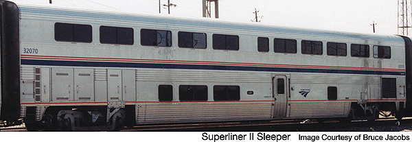 Revised Streamlined Superliner(R) II w/Plated Finish - Assembled -- Sleeper - Amtrak(R) Phase IVb