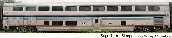 Revised Streamlined Superliner(R) I w/Plated Finish - Assembled -- Sleeper - Amtrak(R) Phase IVb