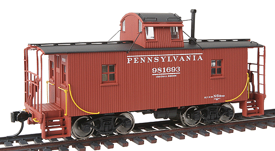 Platinum Line(TM) Pennsylvania N6B Wood Cabin Car (Caboose) Ready to Run -- Pennsylvania #981693 w/Centered Cupola: Roman Lettering & Bars