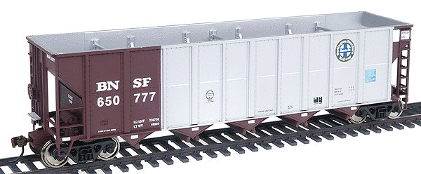 Gold Line(TM) Trinity RD-4 Coal Hopper 6-Pack - Ready to Run -- Burlington Northern Santa Fe #4 (Circle/Cross Logo, brown end)