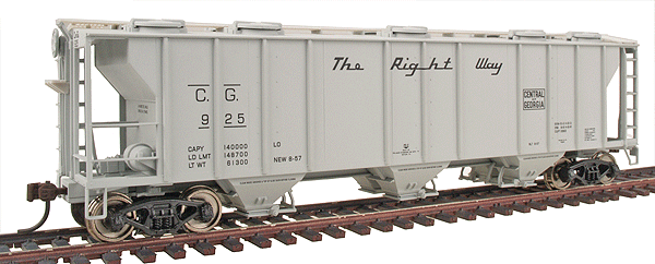 Gold Line(TM) PS-2 2893 Cubic Foot 3-Bay Covered Hopper - Ready to Run -- Central of Georgia