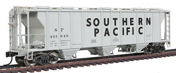 Gold Line(TM) PS-2 2893 Cubic Foot 3-Bay Covered Hopper - Ready to Run -- Southern Pacific #401849 (gray, Large Black Lettering)