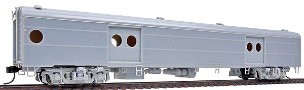 Undecorated Late Milwaukee Road Streamlined Car -- Express Car w/Window, Notched Sills, 8' Nystrom Trucks & Clasp Brakes