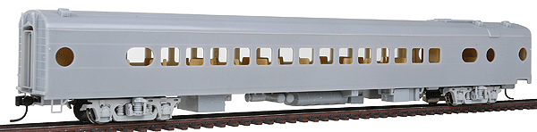 Undecorated Late Milwaukee Road Streamlined Car -- 30-Seat Parlor w/Straight Sills, 8' Nystrom Trucks & Disc Brakes