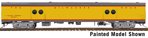 Undecorated Late Milwaukee Road Streamlined Car -- Express Car w/Notched Sills, 8' Nystrom Trucks & Clasp Brakes