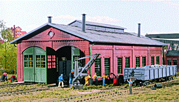 2-Stall Enginehouse -- Kit - 12-3/4 x 7 x 5-1/4" 31.8 x 17.5 x 13.1cm - Holds Locos To 11-5/8" 2-1