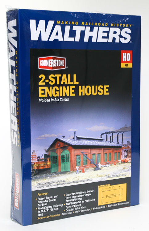2-Stall Enginehouse -- Kit - 12-3/4 x 7 x 5-1/4" 31.8 x 17.5 x 13.1cm - Holds Locos To 11-5/8" 2-3