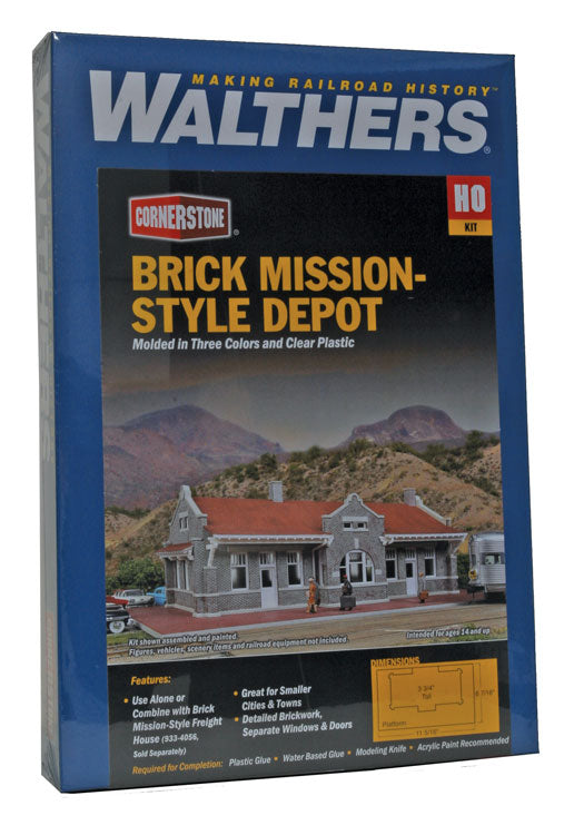 Brick Mission-Style Santa Fe Depot -- Kit - 11-5/16 x 6-7/16 x 3-3/4" 28.7 x 16.3 x 9.5cm-5