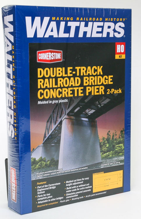 Double-Track Railroad Bridge Concrete Pier 2-Pack -- Kit 5-7/16 x 1-1/4 x 5-1/8" 13.8 x 3.1 x 13cm-6