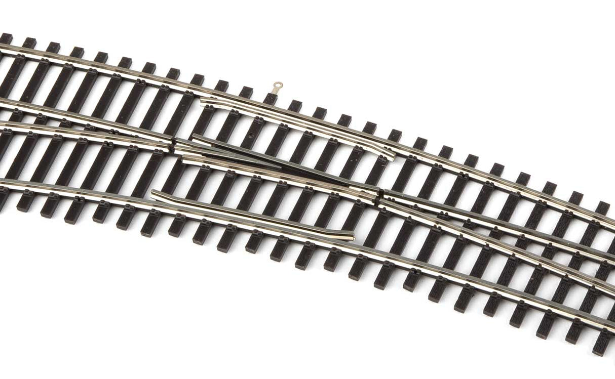 Code 83 Nickel Silver DCC-Friendly Curved Turnout - 24 and 28" Radii -- Left Hand-2