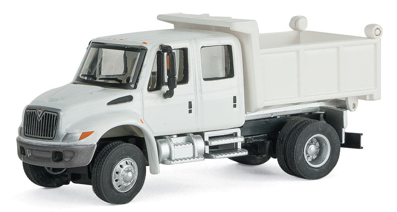 International(R) 4300 Crew Cab Dump Truck - Assembled -- White w/Railroad Maintenance-of-Way Logo Decals