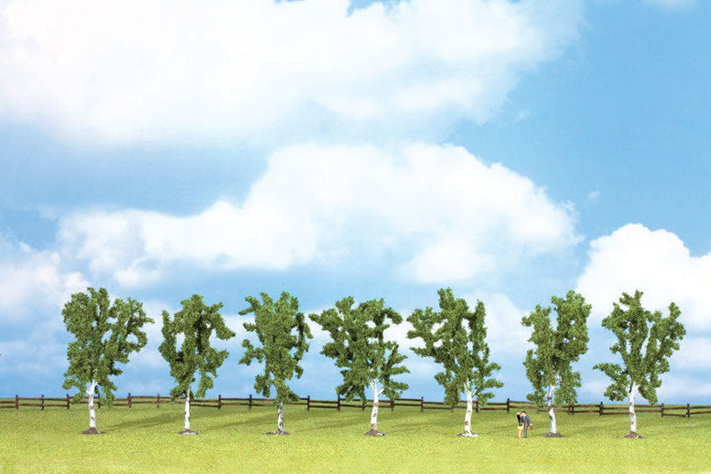Birch Trees pkg(7) -- 3-15/16" 10cm w/Flat Base-1