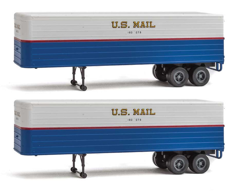 35' Fluted-Side Trailer 2-Pack - Assembled -- US Mail (blue, white, red stripe, gold shadow lettering)-1