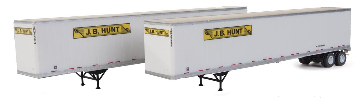 53' Stoughton Trailer 2-Pack - Assembled -- J.B. Hunt (white, yellow, black)-1