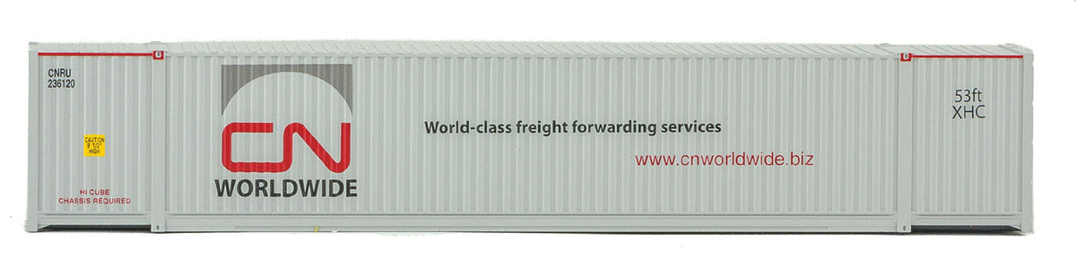 53' Singamas Corrugated-Side Container - Assembled -- Canadian National (white, gray, red; Worldwide Logo)-3