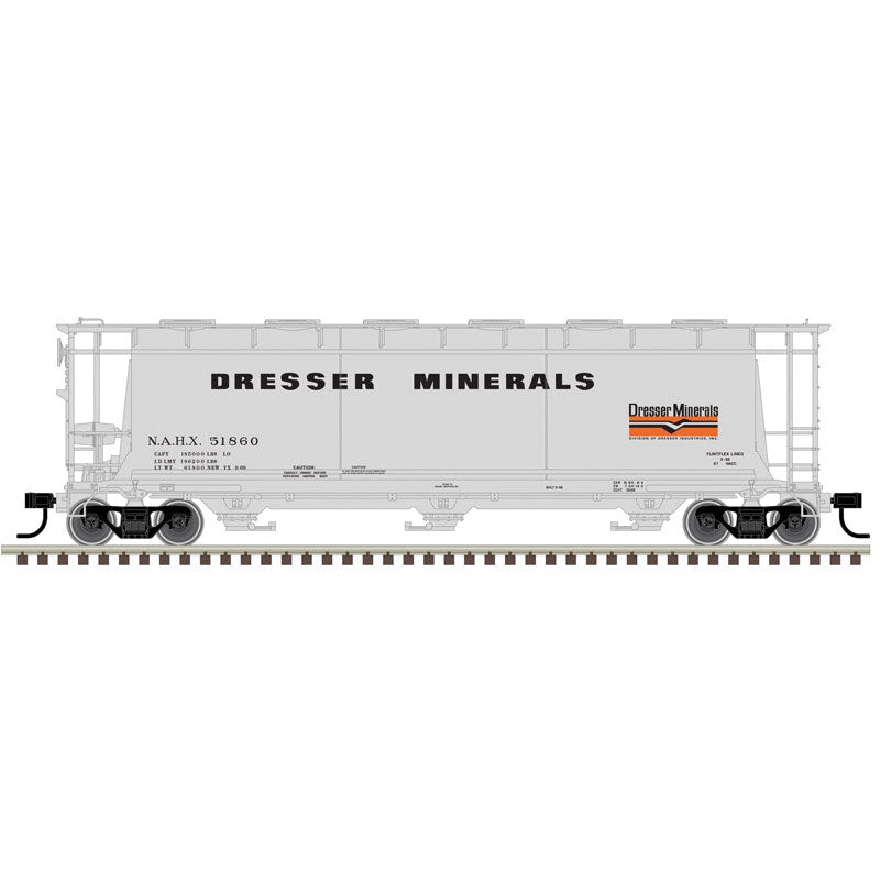 3-Bay Cylindrical Hopper - 2-Rail - Ready to Run - Master(R) -- Dresser Minerals (gray, black, orange)-1
