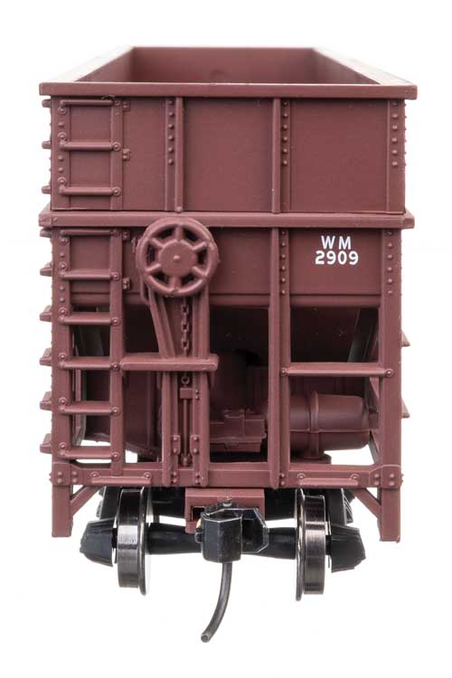 36' Wood Chip Hopper - Ready to Run -- Western Maryland #2909 (Boxcar Red)-3
