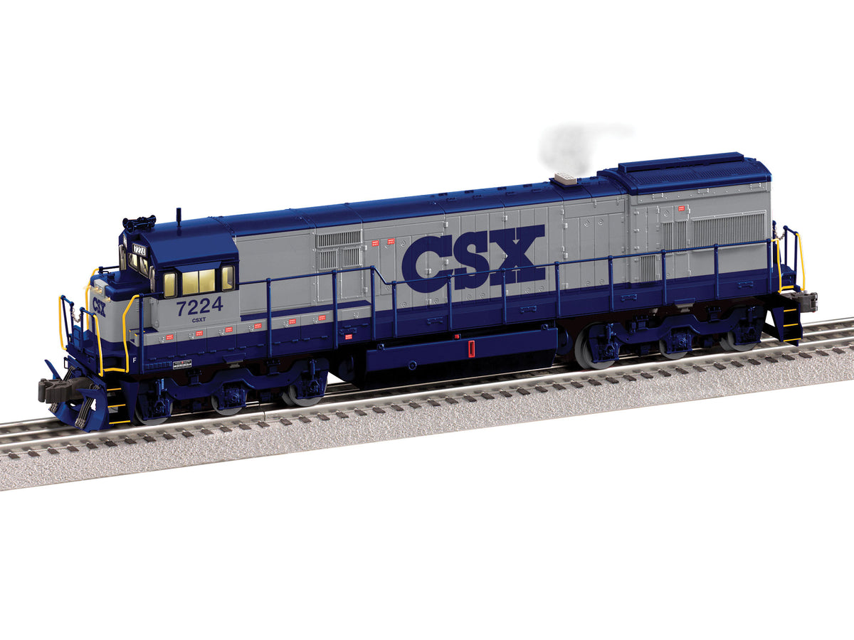 GE U30C- 3-Rail - Legacy Sound, Smoke and Control -- CSX #7224 (Early, gray, blue)-1