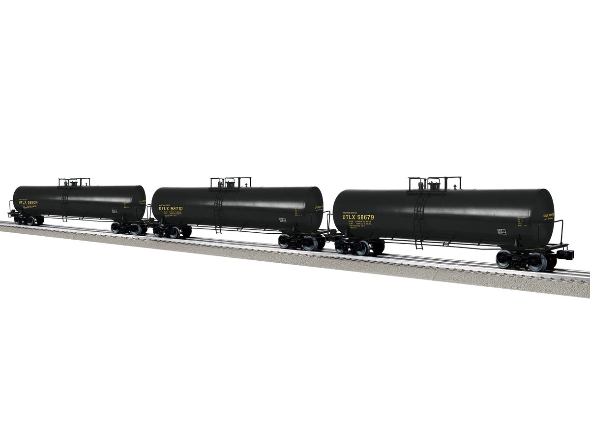 50' Tank Car 3-Pack - 3-Rail - Ready to Run -- Union Tank Car UTLX #58679, 58710, 58934 (black, yellow)-1