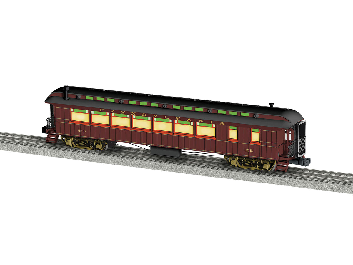 Wood Diner with StationSounds - 3-Rail - Ready to Run -- Pennsylvania Railroad #6557(Tuscan, black)-1