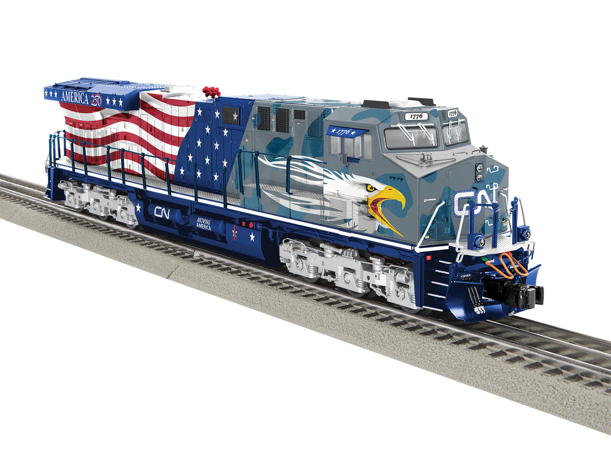GE ES44AC - Non-Powered - 3-Rail -- Canadian National #1776 (America 250 "Screaming Eagle", gray, red, white,-1