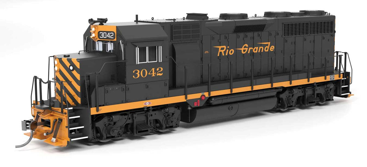 EMD GP35 Low Nose - Sound and DCC - Paragon4(TM) -- Denver & Rio Grande Western #3042 (As-Delivered, black, Aspen Gold)-1