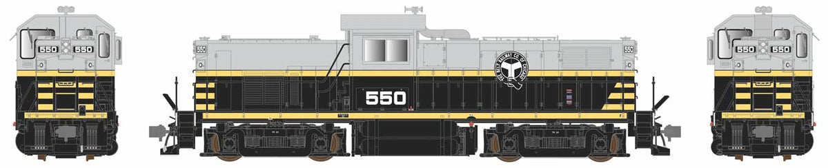 Alco C415 - LokSound V5 and DCC -- Belt Railway of Chicago #551 (Fantasy Scheme, black, gray, yellow)-1