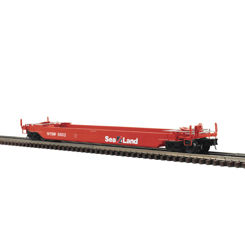 40' Rebuilt Well Car - 2-Rail - Ready to Run - Premier -- SeaLand NYSW (red, white, black)-1