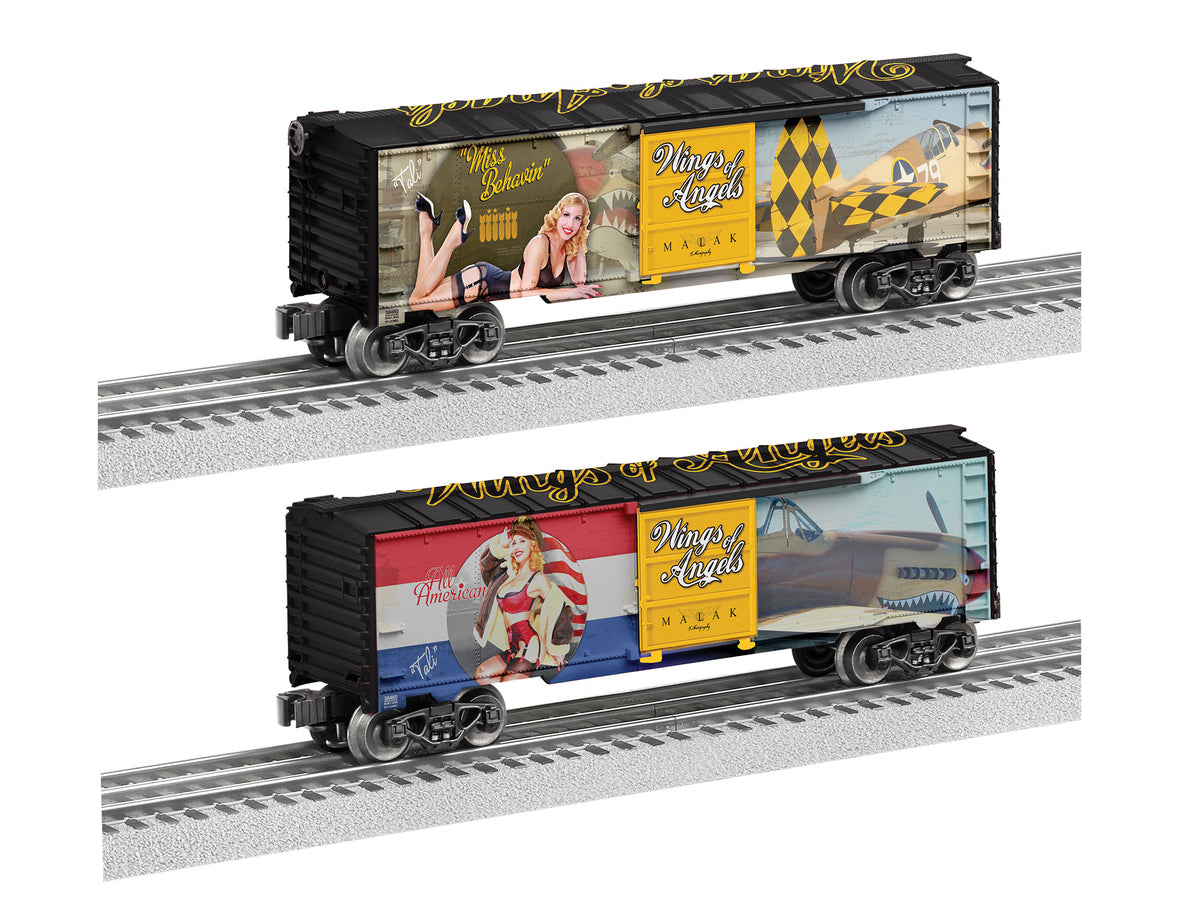 Steel Boxcar - 3-Rail - Ready to Run -- Wings of Angels - Tali (black car)-1