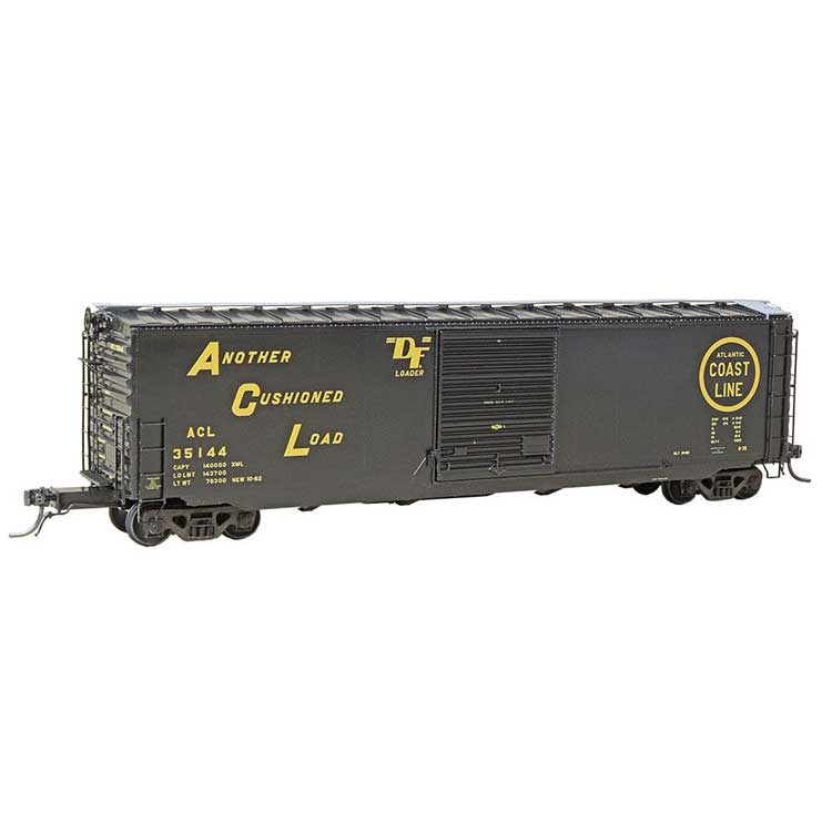 PS-1 50' Boxcar - Ready to Run -- Atlantic Coast Line #35144 (As-Built 1962, black, yellow)-1