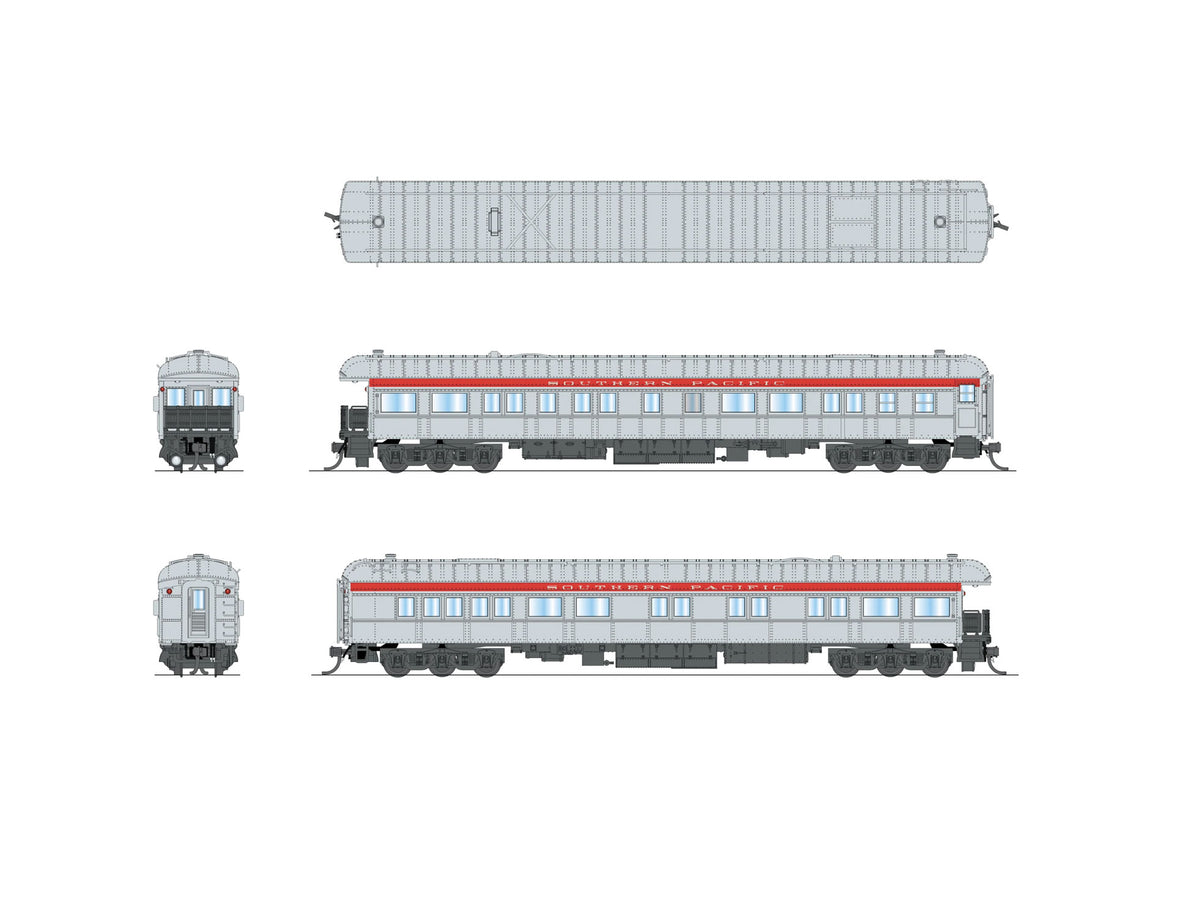 Heavyweight Business Car - Ready to Run -- Southern Pacific #100 Airslie (silver, scarlet)-1