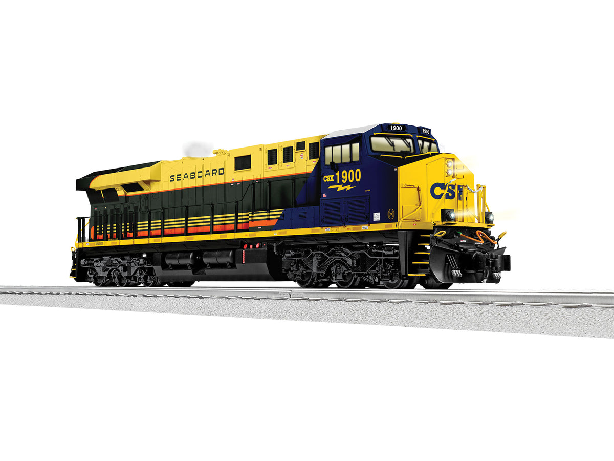 GE ES44AC - Non-Powered - 3-Rail -- CSX #1900 (Seaboard Air Line Heritage, yellow, black, orange)-1