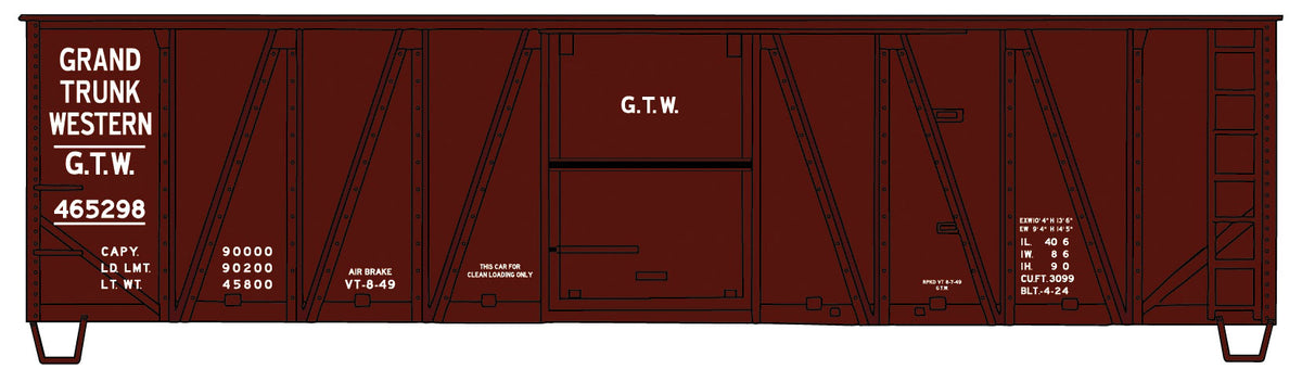 40' Single-Sheathed Wood Boxcar w/Wood Doors & Steel Ends - Kit -- Grand Trunk Western #465298 (Boxcar Red)-1