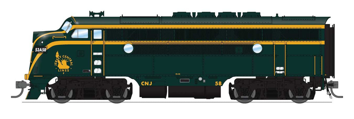 EMD F3A - Standard DC - Stealth -- Central Railroad of New Jersey #58 (green, yellow)-1