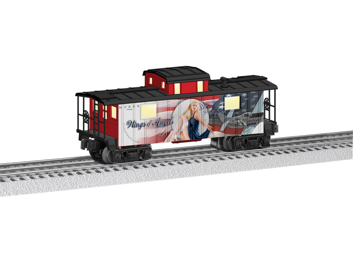 Steel Caboose - 3-Rail - Ready to Run -- Wings of Angels - Tammy (red, black, Multicolor Graphics)-1