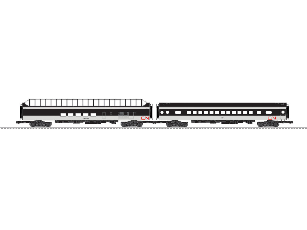 Coach, Super Dome Set - 3-Rail - Ready to Run -- Canadian National #5552, Columbia (1960s black, light gray, red)-1