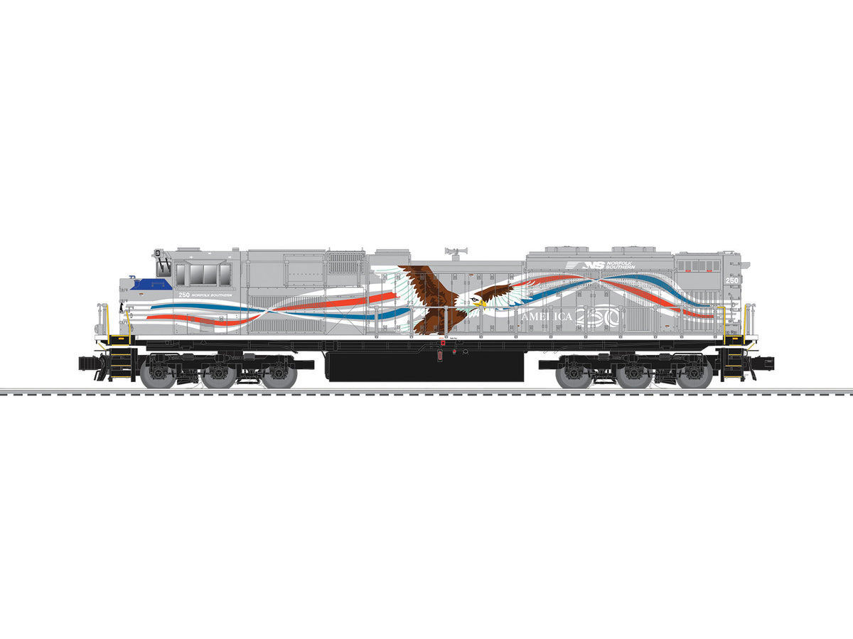EMD SD70ACe - 3-Rail w/Legacy Sound, Control & Smoke -- Norfolk Southern #250 (America 250 "Eagle", gray)-1