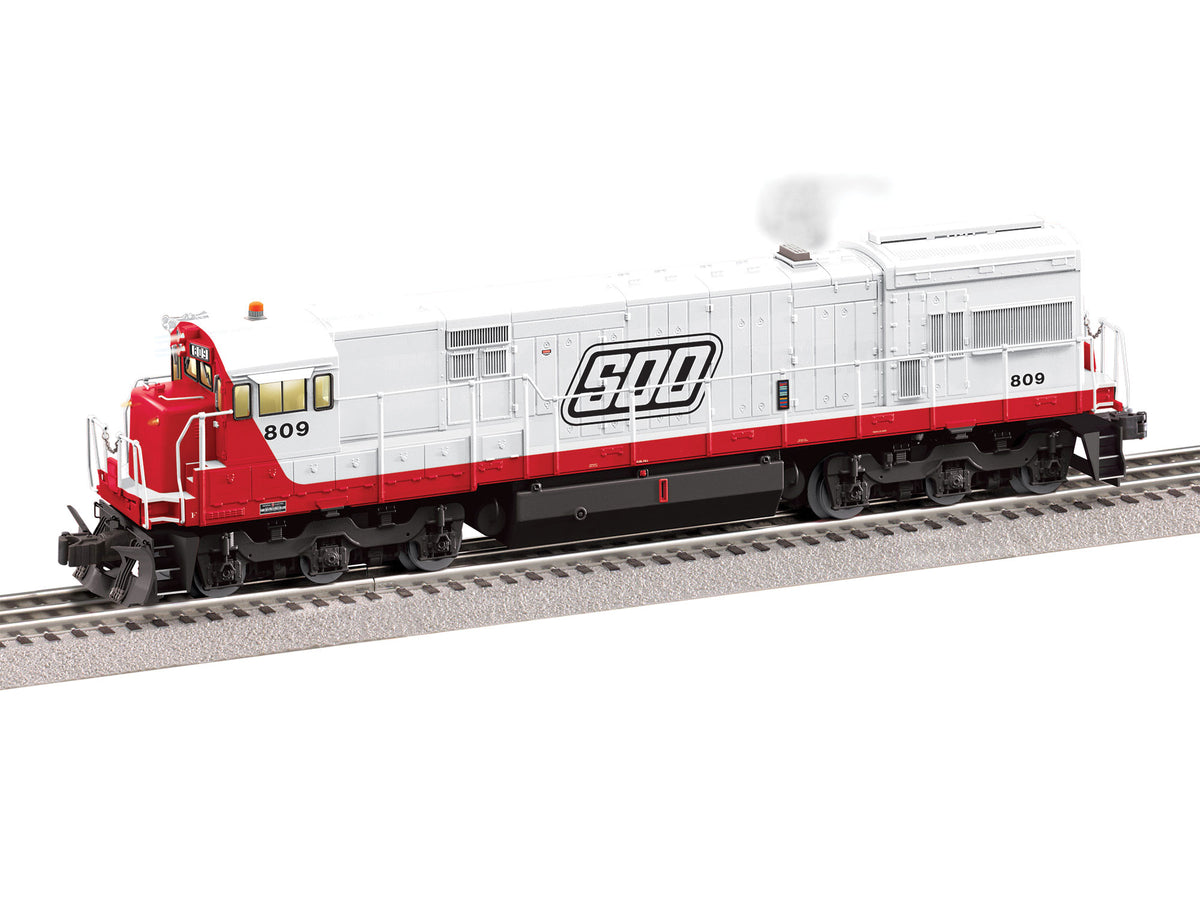 GE U30C- 3-Rail - Legacy Sound, Smoke and Control -- Soo Line #809 (white, red, Parallelogram Logo)-1