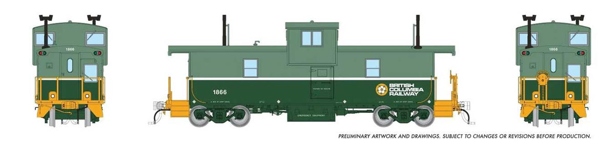 Squamish Caboose - Ready to Run -- British Columbia Railway #1866 (2-Tone Green, Late Dogwood Logo)-1