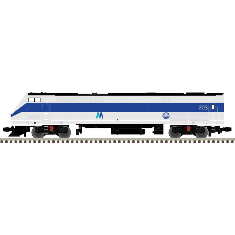 GE P42 Genesis - 2-Rail - Proto-Sound 3.0 & DCS - Premier(TM) -- Metro-North #203 (MTA Central Heritage, silver, blue, black)-1