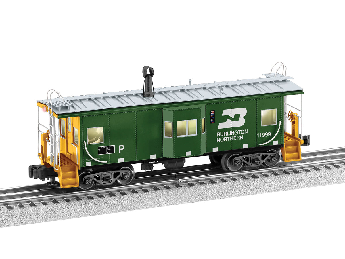 Bay Window Caboose - 3-Rail - Ready to Run -- Burlington Northern #11999 (Cascade Green, yellow, silver, white)-1