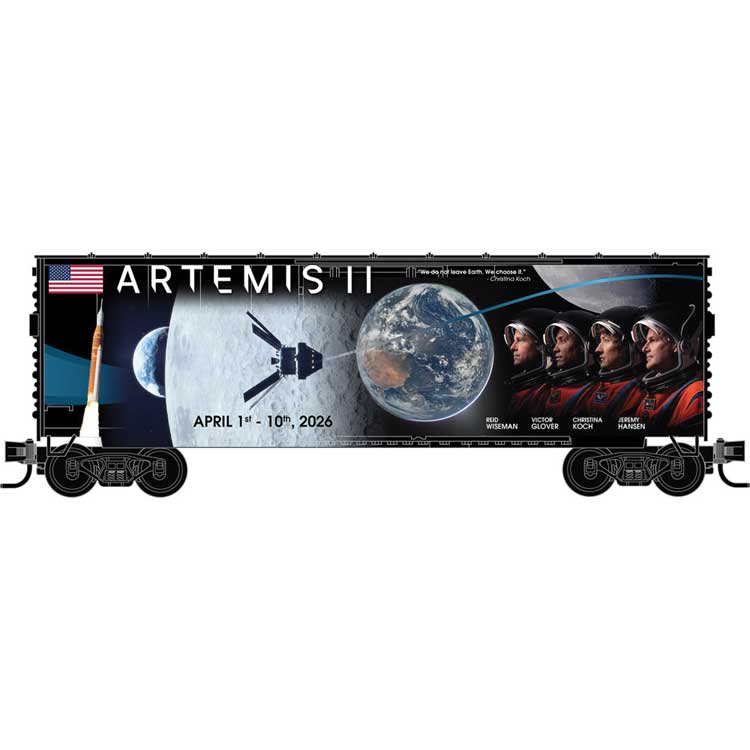 AAR 40' Insulated Plug-Door Boxcar - Kit -- Artemis II Mission Commemorative (black, blue, red)-2