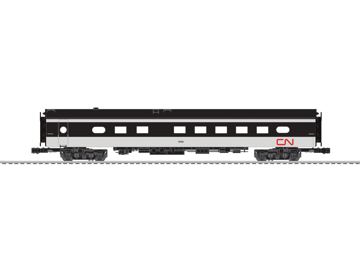 18" Smooth-Side Diner with StationSounds - 3-Rail - Ready to Run -- Canadian National #1345 (1960s black, light gray, red)-1