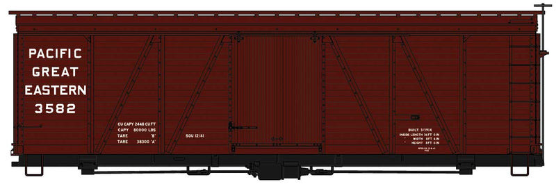 Fowler 36' Wood Boxcar - Kit -- Pacific Great Eastern 3582 (Boxcar Red)
