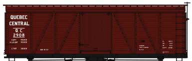 Fowler 36' Wood Boxcar - Kit -- Quebec Central 2908 (Boxcar Red)