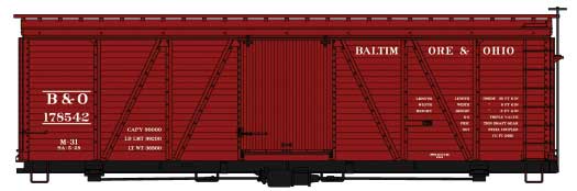 Fowler 36' Wood Boxcar - Kit -- Baltimore & Ohio 178542 (Boxcar Red)