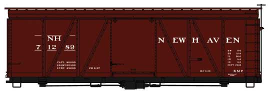 Fowler 36' Wood Boxcar - Kit -- New Haven 71289 (Boxcar Red)