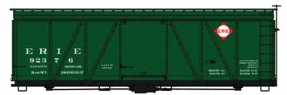 Fowler 36' Wood Boxcar - Kit -- Erie 92376 (Express Scheme, green, red logo)