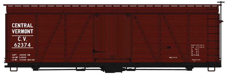 Fowler 36' Wood Boxcar - Kit -- Central Vermont 62374 (Boxcar Red)