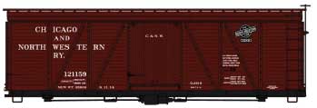 Fowler 36' Wood Boxcar - Kit -- Chicago & North Western 121159 (Boxcar Red, white, black Logo)
